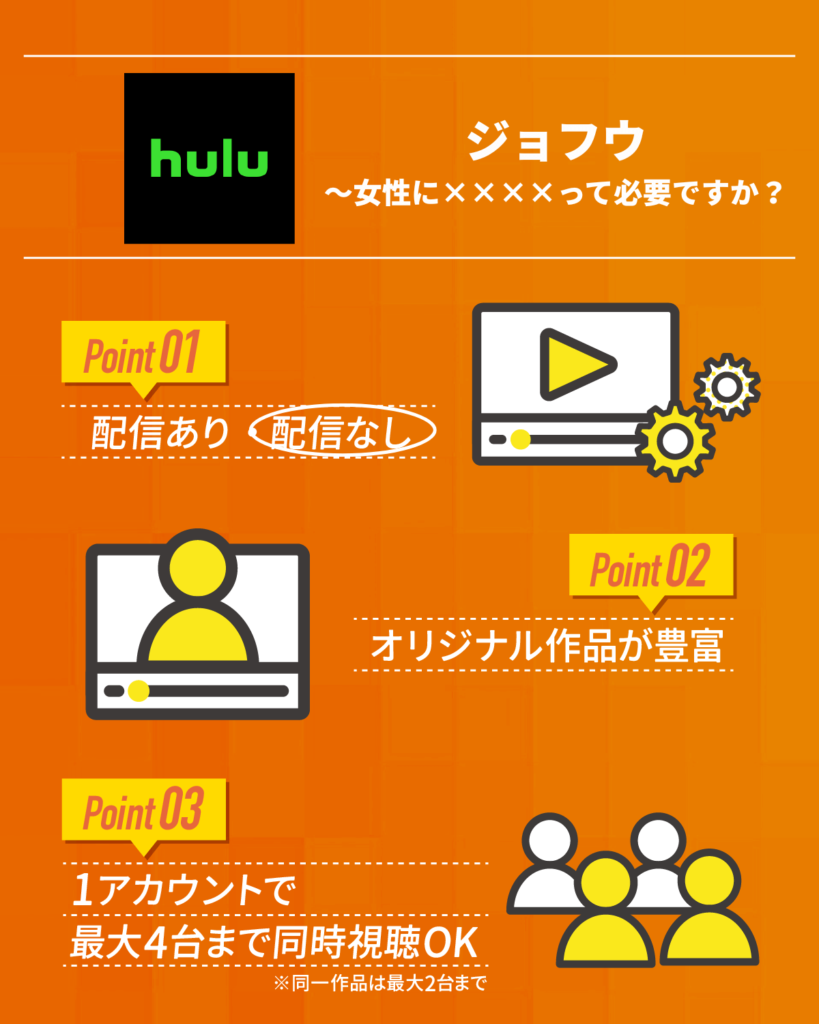 『ジョフウ〜女性に××××って必要ですか？』はHuluで配信中！