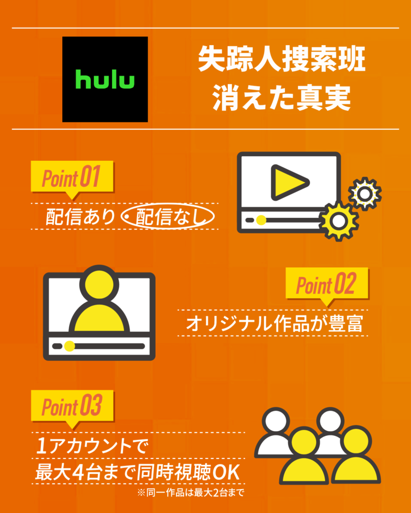 『失踪人捜索班　消えた真実』はHuluで配信なし