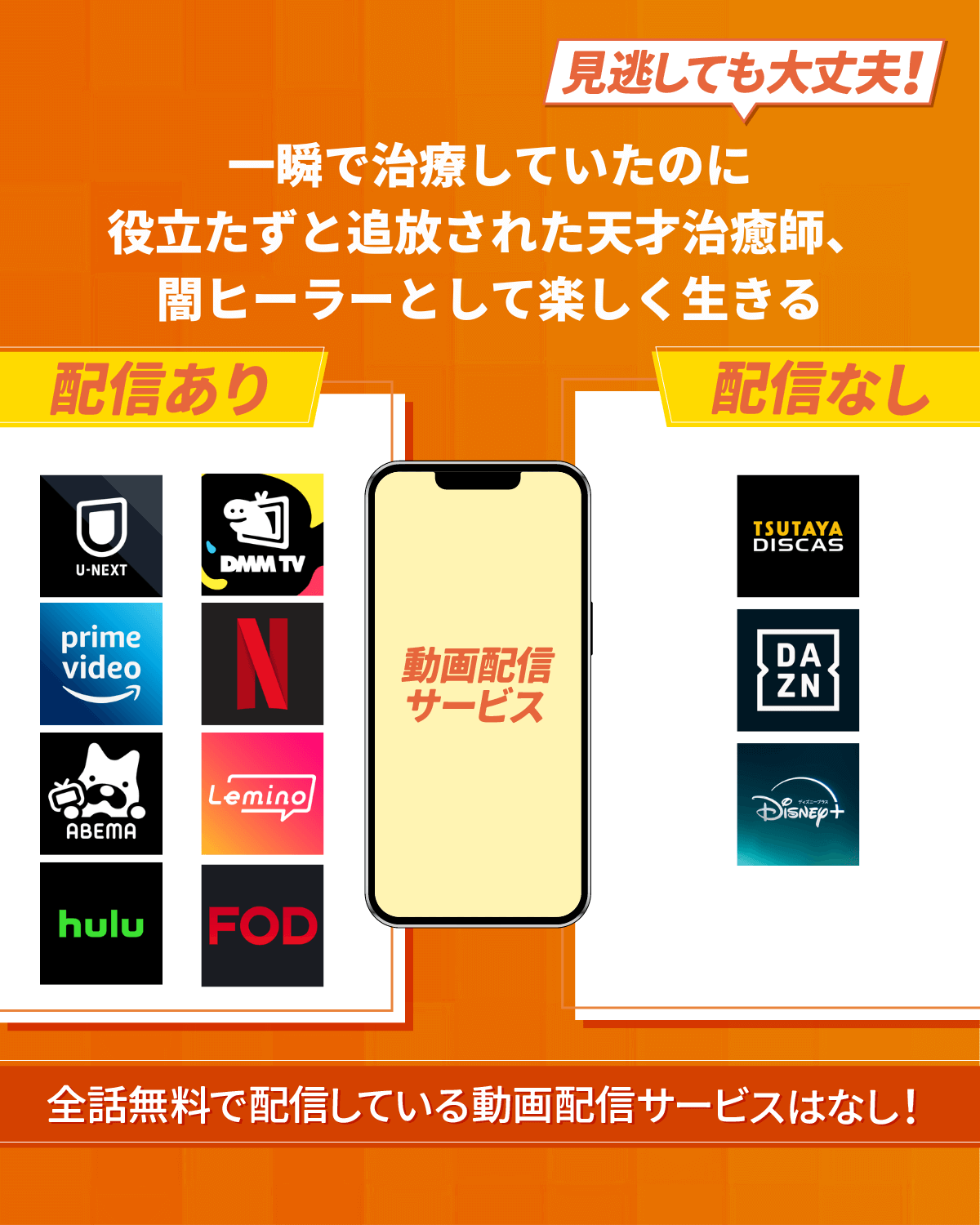 アニメ『一瞬で治療していたのに役立たずと追放された天才治癒師、闇ヒーラーとして楽しく生きる』の見逃し配信は？無料配信・再放送まで調査！